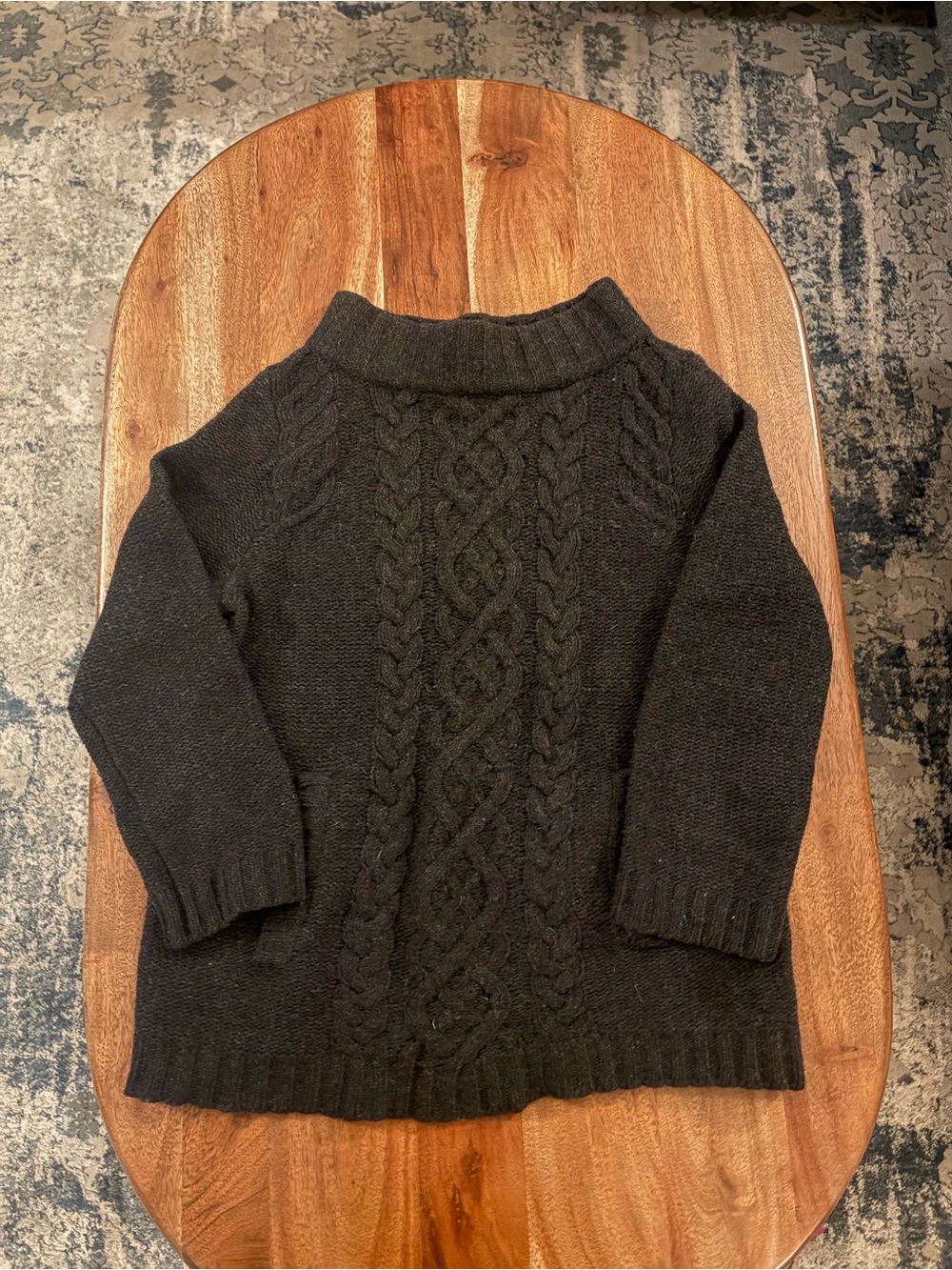 J. Crew Men's Charcoal Cable-Knit Turtleneck Sweater